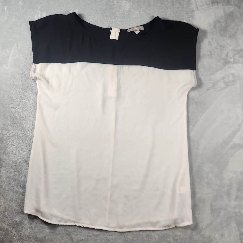 Banana Republic Modern Colorblock Cap Sleeve Blouse Black White Medium Zip Back